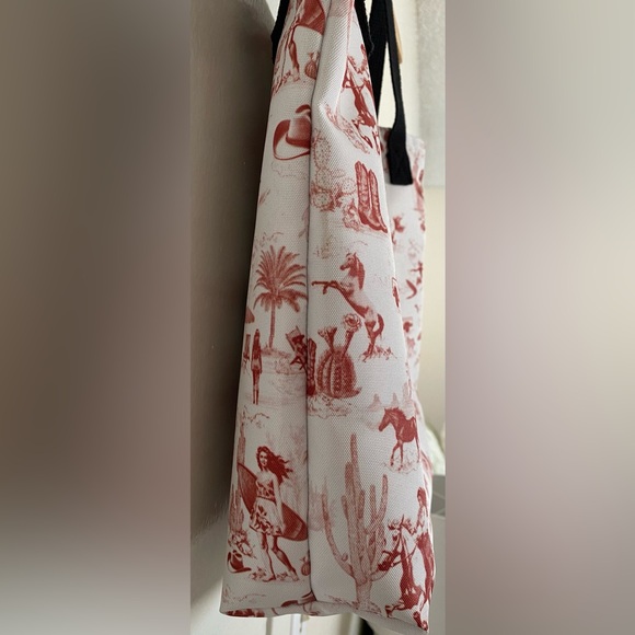 Coastal Cowgirl Toile de Jouy Reusable Grocery Tote Bag - Picture 3 of 5